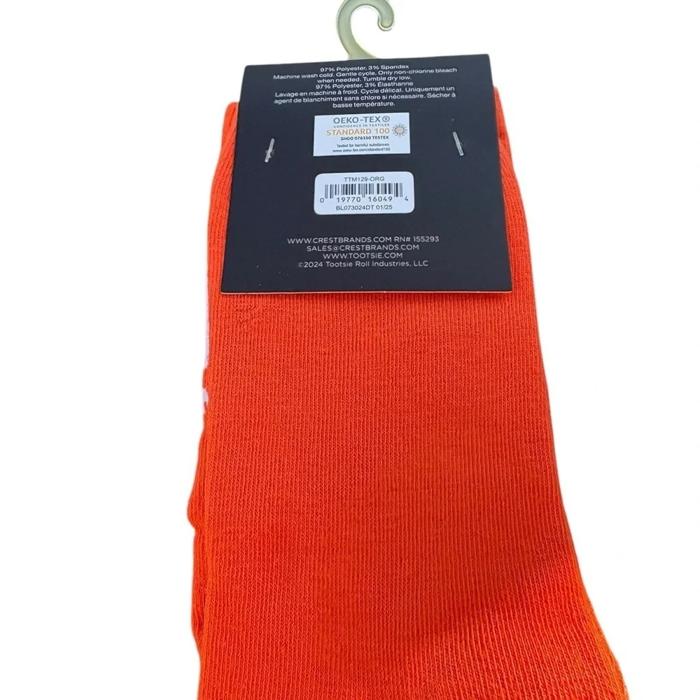 3/$25 Tootsie Roll Pops White & Orange Casual Women's Socks